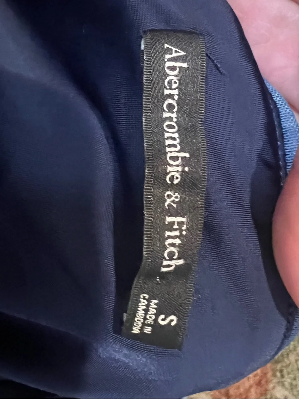 Abercrombie & Fitch Strapless Ruched Mesh Maxi Dress Small Blue Pattern